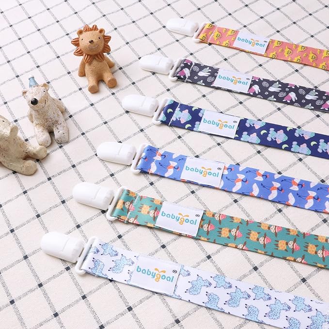 babygoal Pacifier Clips, 6 Pack Pacifier Holder Fits for Most Pacifiers and Binkies 6PB02