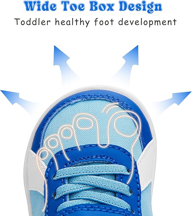 SKYWHEEL Toddler Wide Toe Box Barefoot Shoes Boys Sneakers Kids Tennis Shoes Comfort Lightweight Zero Drop Walking Shoe for Indoor/Outdoor Play