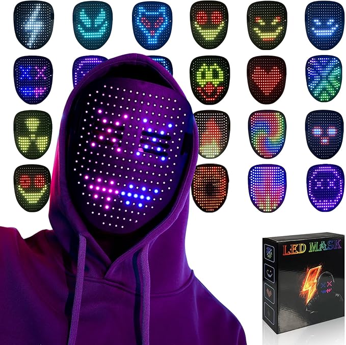 Led Mask Light up Mask with Gesture Sensing, Cool Glowing Toys Masks Great Gift for Halloween Christmas Costume Party