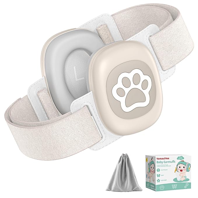 Baby Headphones,Infant Noise Cancelling Earmuffs with Cat Paw Pattern,Infant Ear Protection for Babies 0-48 Months,Baby Travel Essentials for Airplane/Improves Sleep