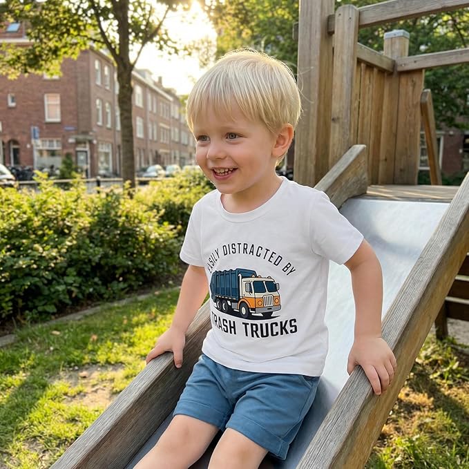 WZTYYDS Toddler Baby Boy Summer Clothes 2T 3T 4T 5T Boys Outfit Letter Truck Short Sleeve T-Shirt Tops + Shorts Set