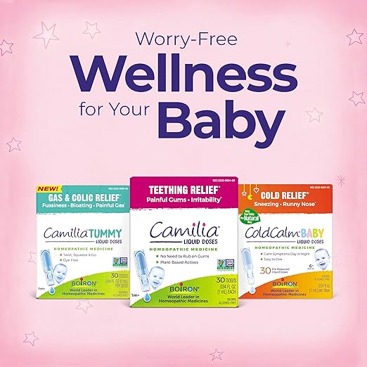 Boiron Camilia Tummy for Colic, Painful Gas, Bloating, & Fussiness- Sterile and Non-Drowsy Liquid Doses - 30 Count
