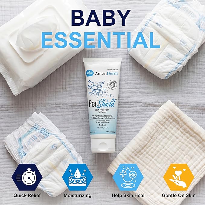 MED PRIDE Baby Diaper Rash Cream – Zinc Oxide Skin Protectant Ointment, 3.5 oz – Paraben-Free, Vitamins A D E, Moisturizing & Soothing Baby Butt Cream for Diaper Rash Relief & Prevention