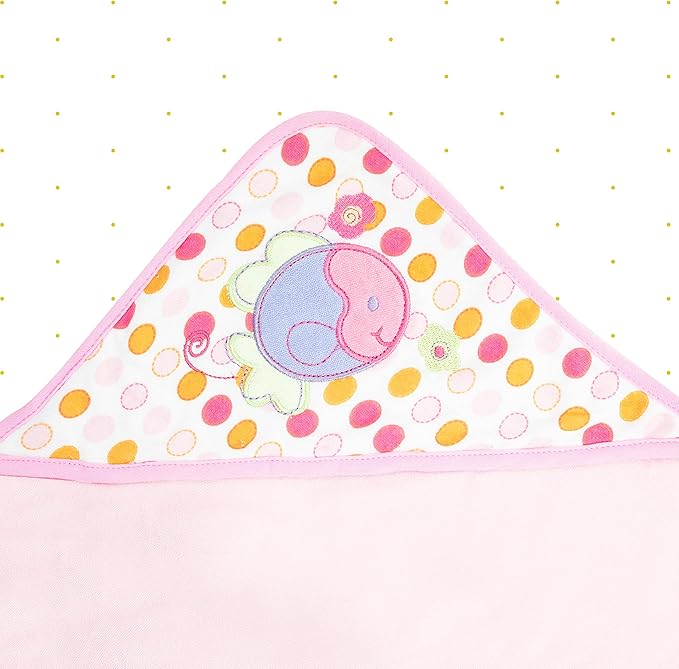 Spasilk Baby Bath Hooded Terry Towel with 3 Washcloths, Baby Bath Essentials, One Size, Pink Fish