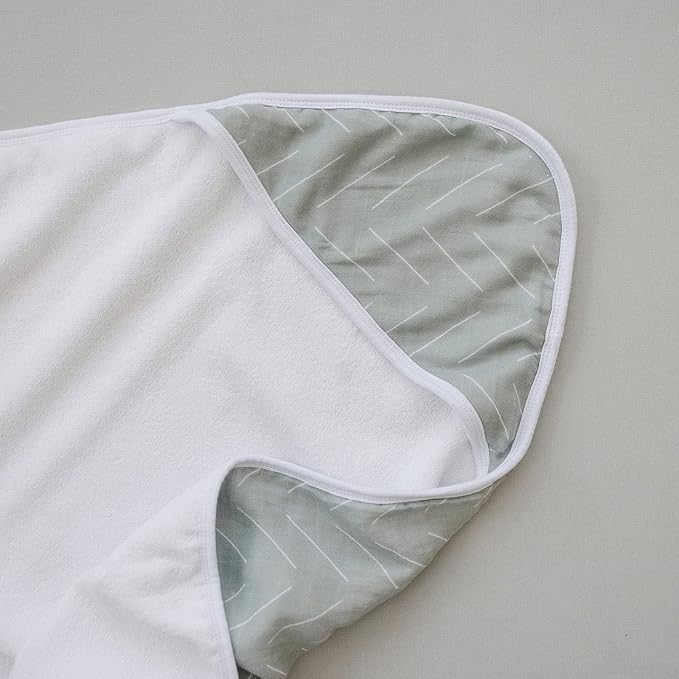 Mebie Baby Muslin Hooded Towel, Desert Sage, Cute Hooded Baby Bath Towel for Newborn, Infant & Toddler, Modern Baby Towels and Washcloths for Boy & Girl, Floral & Pattern Hooded Baby Towels