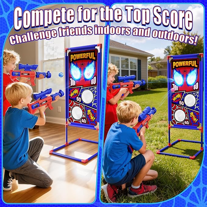 Shooting Toy Set with Hero-Style Target & 2 Cool Air Pump Launcher,Indoor Outdoor Kids Toy,Action Shooting Games,Boys Toys Age 3 4 5 6 7 8 9 10 11 12, Holiday Presents for Boy