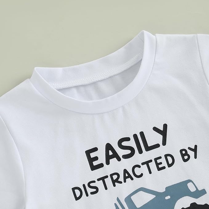 WZTYYDS Toddler Baby Boy Summer Clothes 2T 3T 4T 5T Boys Outfit Letter Truck Short Sleeve T-Shirt Tops + Shorts Set