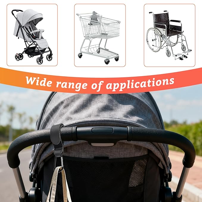 Stroller Hook Universal Stroller Clip Baby Travel Essential Wheelchair Accessories Gear for Bag 4pcs Aluminum Hook