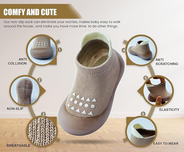 Baby Sock Shoes Boys Girls First Walking Shoes Non-Slip Slippers Soft Sole Sneakers Toddler Infant Babygirl