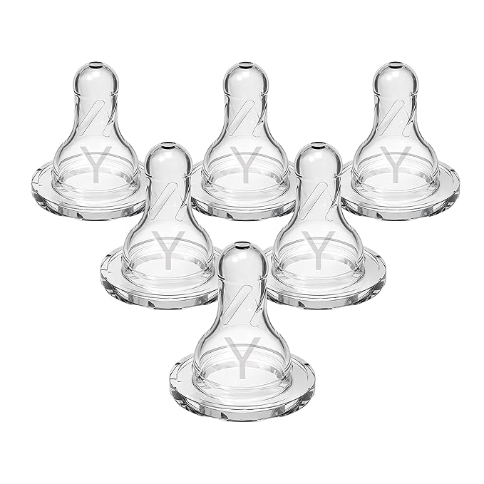 Dr. Brown’s Natural Flow Y-Cut Narrow Baby Bottle Silicone Nipple, Ideal for Thicker Liquids, 9m+, 100% Silicone Bottle Nipple, 6 Count