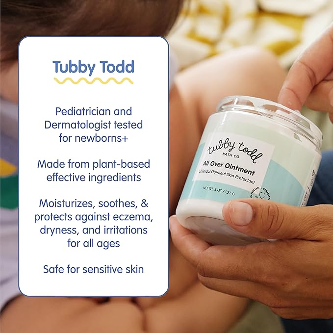 TUBBY TODD All Over Ointment - Baby Eczema Cream, Everyday Multi-Purpose Sensitive, Dry, Irritation Baby Skin Relief Cream, Steroid & Gluten Free, Fragrance Free, 3.5 oz & 8oz, 4 Pack