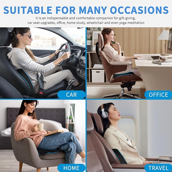 Nilight Car Seat Cushion Black Velvet Gel Memory Foam Seats Soft and Comfortable Suitable for Daily Life and Driving Relieves Sciatica and Tailbone Pain Improves Drive Vision