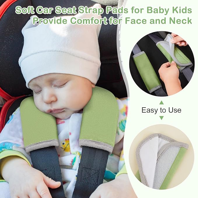 Seat Belt Cover Pad for Baby, Soft Seatbelt Cushion Covers for Kids 2Pcs Car Seat Strap Shoulder Pads for All Car Seats, Stroller, High Chair