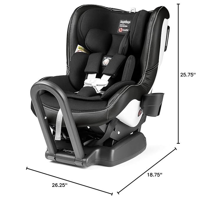 Peg Perego Primo Viaggio Convertible Kinetic - Reversible Car Seat - Rear Facing for Children 5 to 45 lbs and Forward Facing for Children 26.5 to 65 lbs - Made in Italy - Licorice (Black)