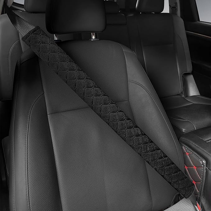 surpassme Car Seat Belt Pads Cover, 1 PC 25.5in Extra Length Seat Belt Shoulder Strap Covers Protector to Release Stress to Neck and Shoulder for a Safety Driving (Black)