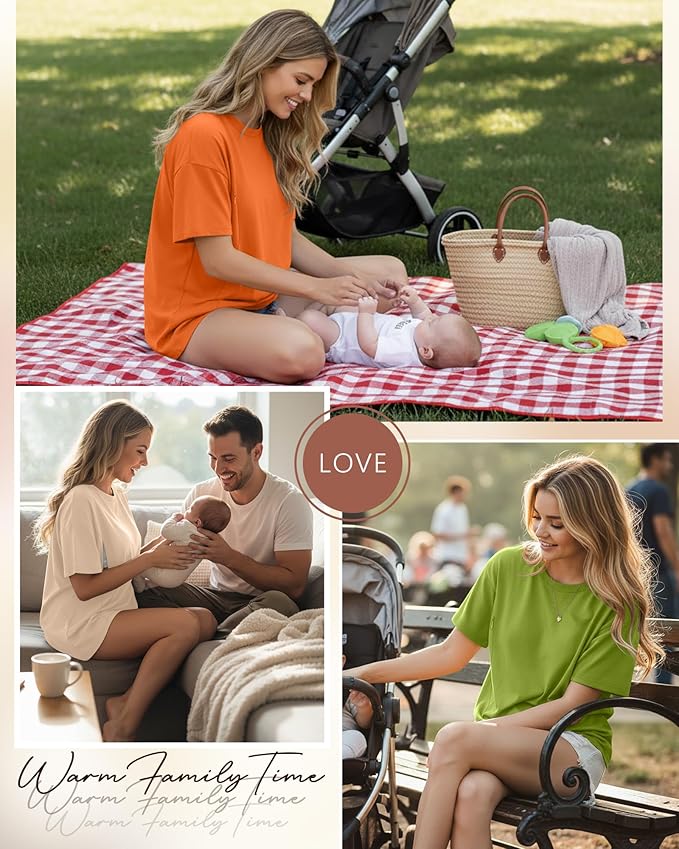 3 Pack Women's Oversize Nursing Breastfeeding Shirts Hidden Zipper Short Sleeve Loose Fit Maternity Tops