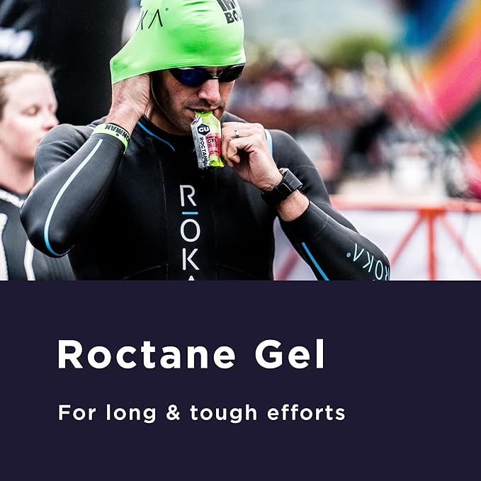 GU Energy Roctane Ultra Endurance Energy Gel, Vegan, Gluten-Free, Kosher, and Dairy-Free On-The-Go Sports Nutrition for Running, Biking, Hiking or Skiing, 24-Count, Lemonade