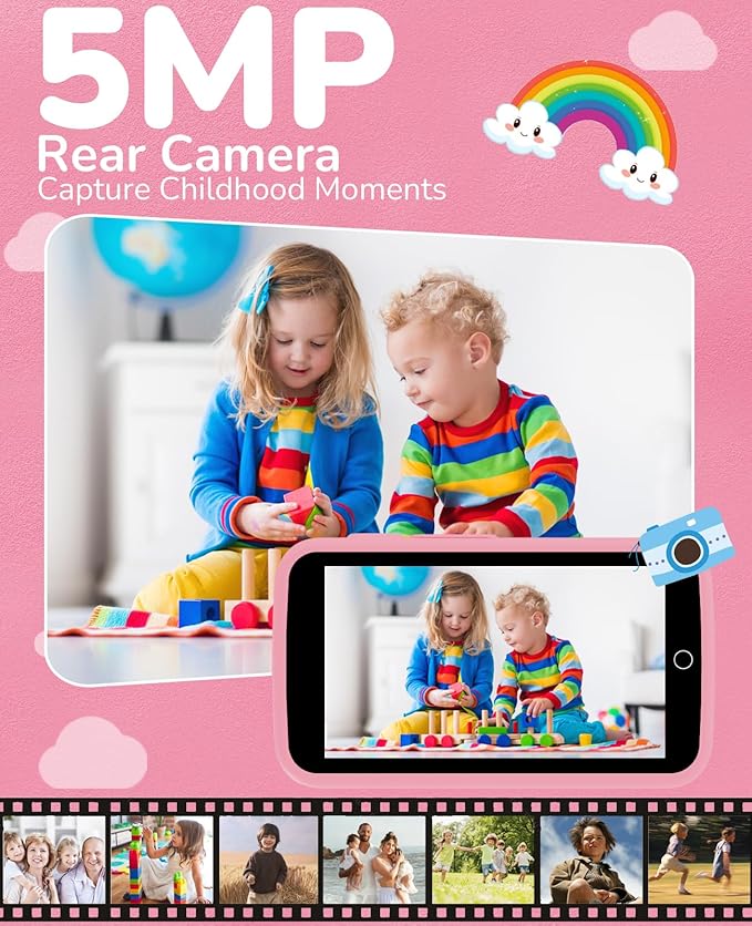 Kids Phone, Kids Smart Phone with 220+ Educational Games, 3.97" Touchscreen Learning Smart Phone Toy, 5MP Rear Camera, No SIM/Wi-Fi, Parental Controls, Rechargeable for Girls Ages 3–12
