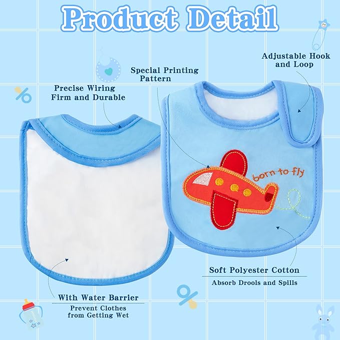 BWkoss 10Pcs Waterproof Baby Bibs Unisex Newborn Babies Food Bibs Baby Keepsake Birthday Gift for Drooling Feeding Eating Teething, 6-12 Months