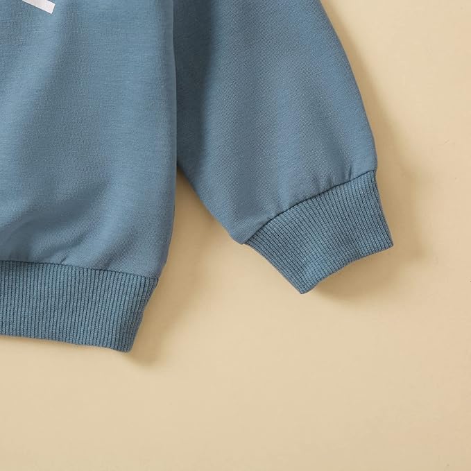 Toddler Baby Boy Clothes Solid Color Long Sleeve Crewneck Sweatshirt Top Casual Pants Set 2Pcs Fall Winter Outfits