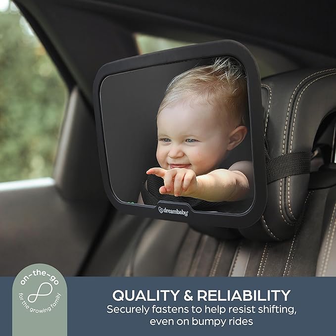 Dreambaby 360° Adjustable Rear Facing Baby Car Mirror - Wide Angle, Clear View Backseat Infant Mirror for Car
