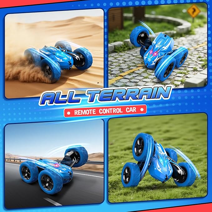 Remote Control Car,RC Cars for 4 5 6 7 8 9 10 11 12 Year Old Boy Double Sided 360°Flip 4WD Rechargeable Drift RC Race Car Boys Toys Birthday Gifts Christmas Basket Stuffers for Kids Age 4-12