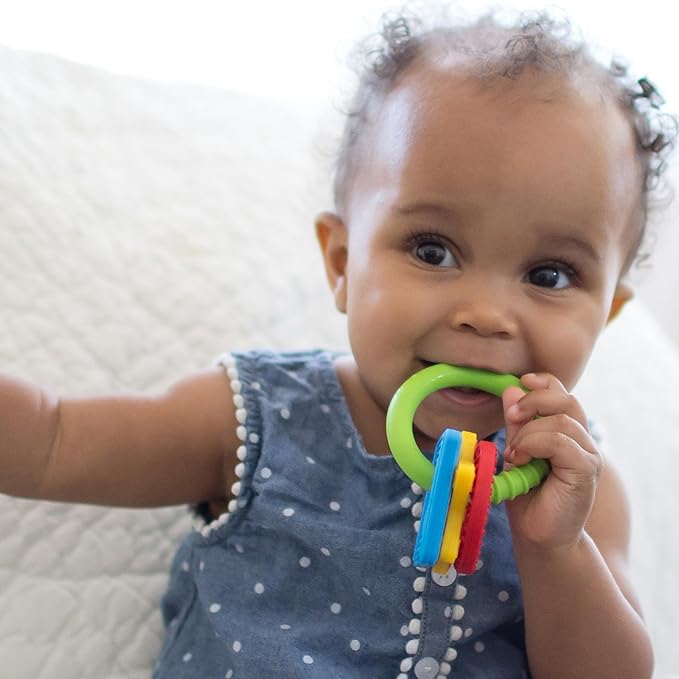 Dr. Brown's Learning Loop Baby Teether Ring, Multiple Shapes and Textures, 100% Silicone, BPA-Free, 3m+