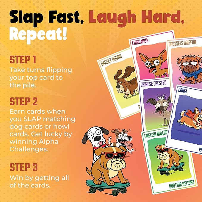 DR DINGUS Alpha Dog - Fast Slap Card Game - 2-6 Players - Ages +7-15 Minutes to Play - High Stakes - Party, Family Night, Kid and Adult
