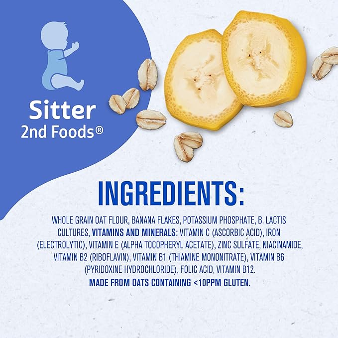 Gerber Stage 2 Baby Food, Oatmeal Banana Cereal, Probiotics Support Healthy Digestion, Baby Oatmeal Cereal, 6-Pack