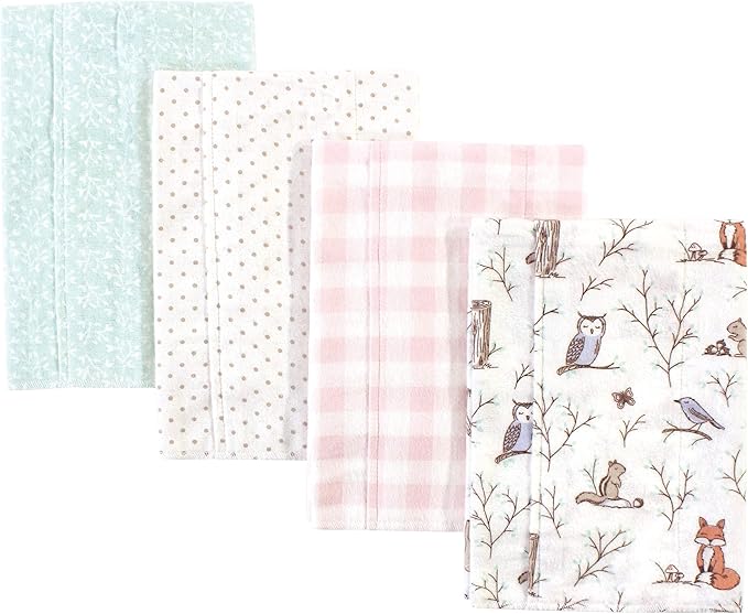 Hudson Baby Cotton Poly Flannel Burp Cloths Multipack, Enchanted Forest 8-Pack, One Size