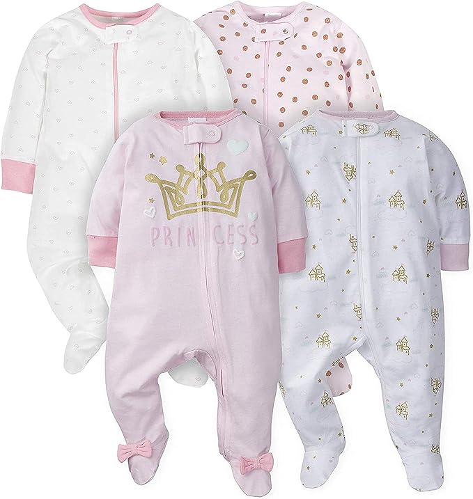 Gerber baby-girls 4 Pack Sleep 'N Play Footie
