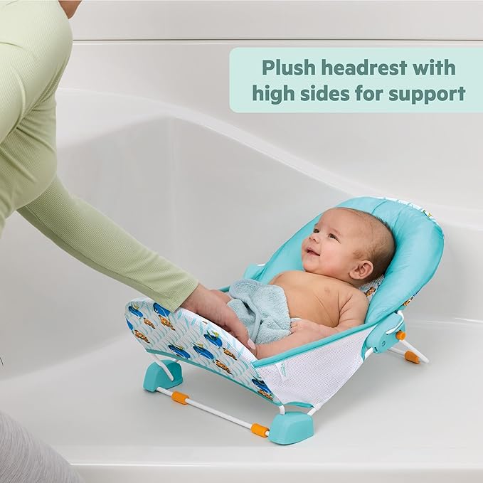 Bright Starts Disney Baby Nemo Foldaway 2-Position Baby Bath Seat, Adjustable Support for Sink or Bathtub, Ages 0-6 Months up to 20 Pounds, Machine-Washable Sling