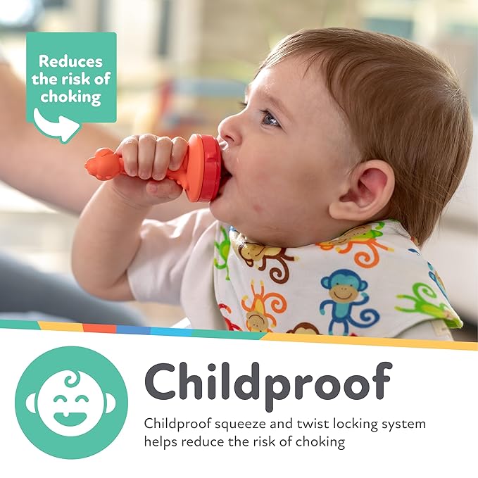 Nuby Silicone Nibbler Feeder for Kids - Soft Baby Feeding and Teething Toy - 10+ Months - Coral Dino