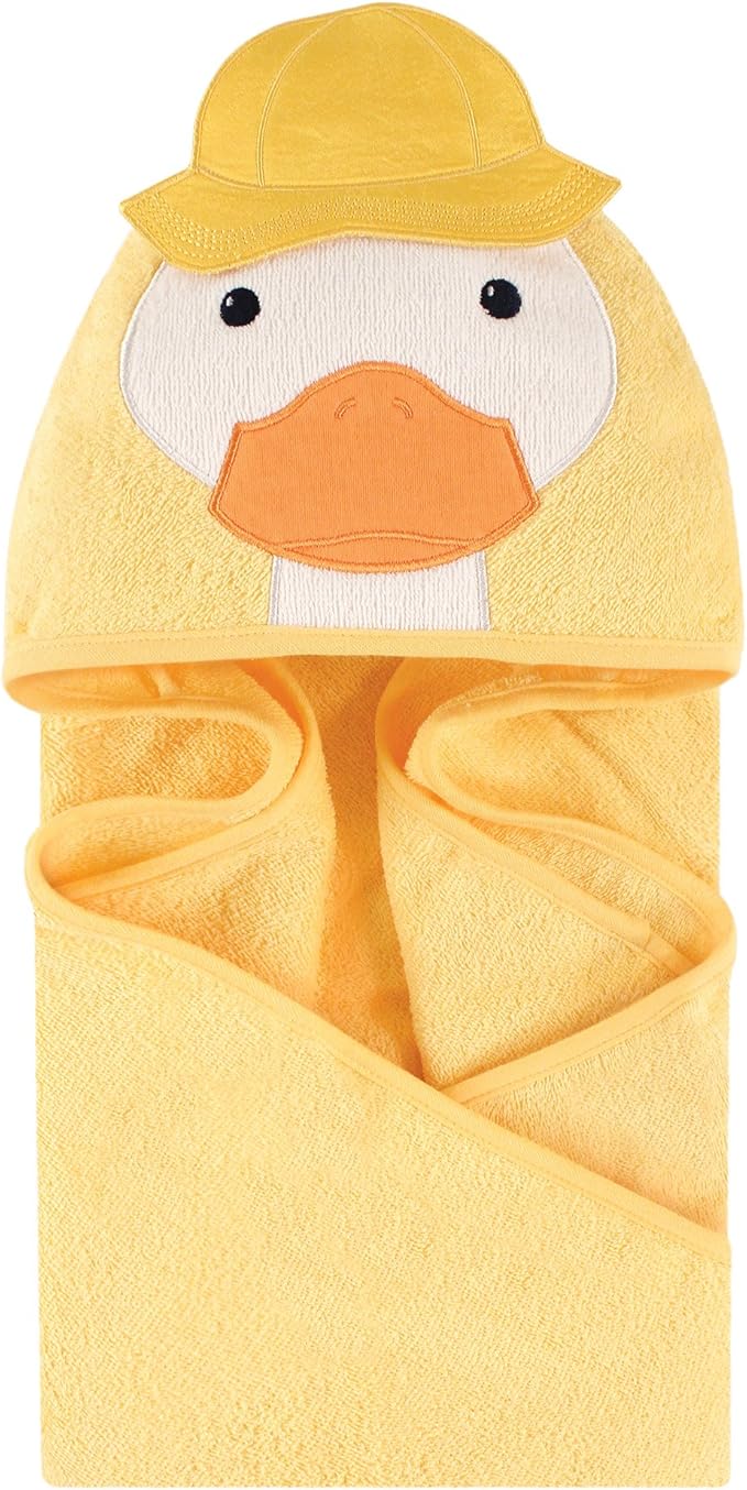 Little Treasure Unisex Baby Cotton Animal Face Hooded Towel, Duck, One Size