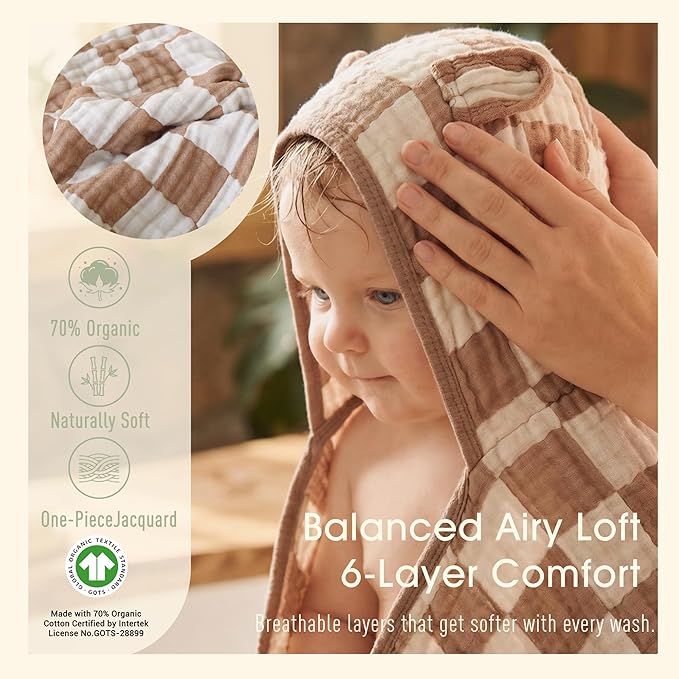 Ultra-Soft Muslin Toddler Hooded Towel - 55 x 28 Inches, Ideal for Bath & Beach, Suitable for Both Boys & Girls from Newborns to Toddlers