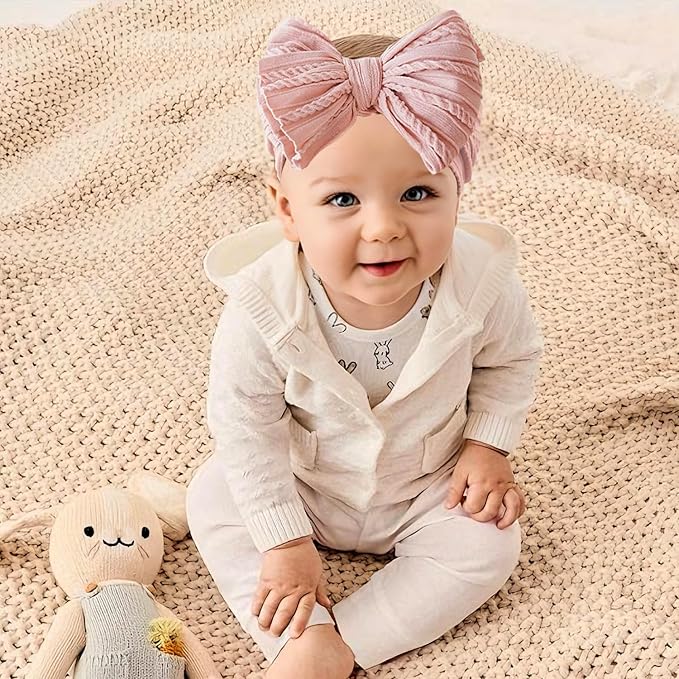 Baby Bows Headbands Soft Nylon Handmade Hair Accessories for Newborn Infant Toddler Kids (6 Mixed Pink, Large)