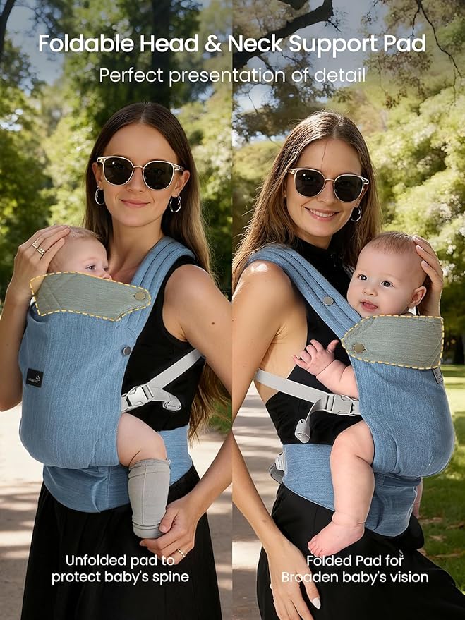 GROWNSY Baby Carrier Newborn to Toddler, Lightweight Ergonomic 7-44 lbs Newborn Carrier with Head Support, Easy to Wear Hands Free Infant Carrier for 0-36 Months, Blue