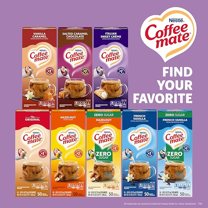 Nestle Coffee mate Coffee Creamer, Italian Sweet Creme, Liquid Creamer Singles, Non Dairy, No Refrigeration, 0.375 fl oz Tubs (Pack of 200)