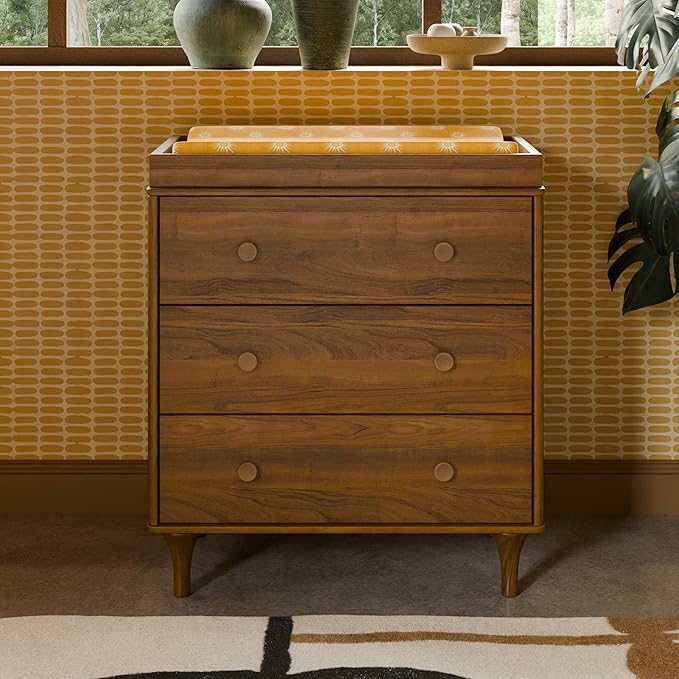 Babyletto Lolly 3-Drawer Changer Dresser with Removable Changing Tray in Natural Walnut, Greenguard Gold Certified