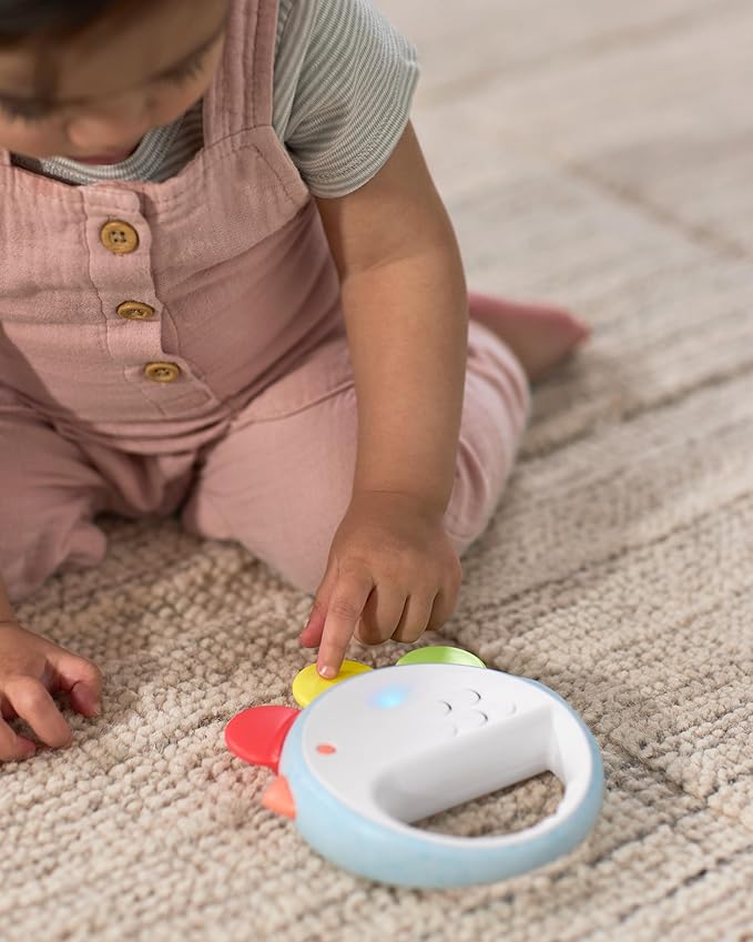 Skip Hop Musical Baby Toy with Sounds Lights and Music, Farmstand Feelin' Clucky Tambourine, Age 9m+