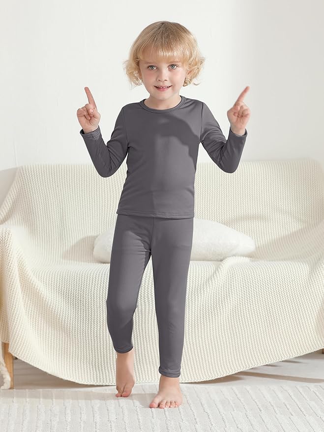 VZV 2T-6Y Toddler Thermal Set Thermal Underwear for Kids Fleece Lined Toddler Base Layer Long Johns for Kids Boys Girls
