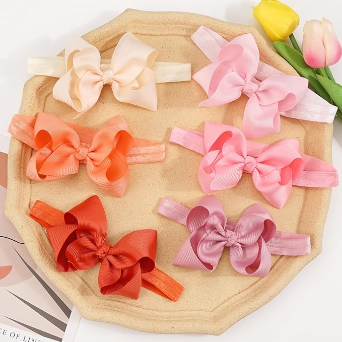 CÉLLOT Baby Girls Headbands Grosgrain Ribbon 4.5" Hair Bows Headband Big Bow Hair Bands for Toddler Pack of 20
