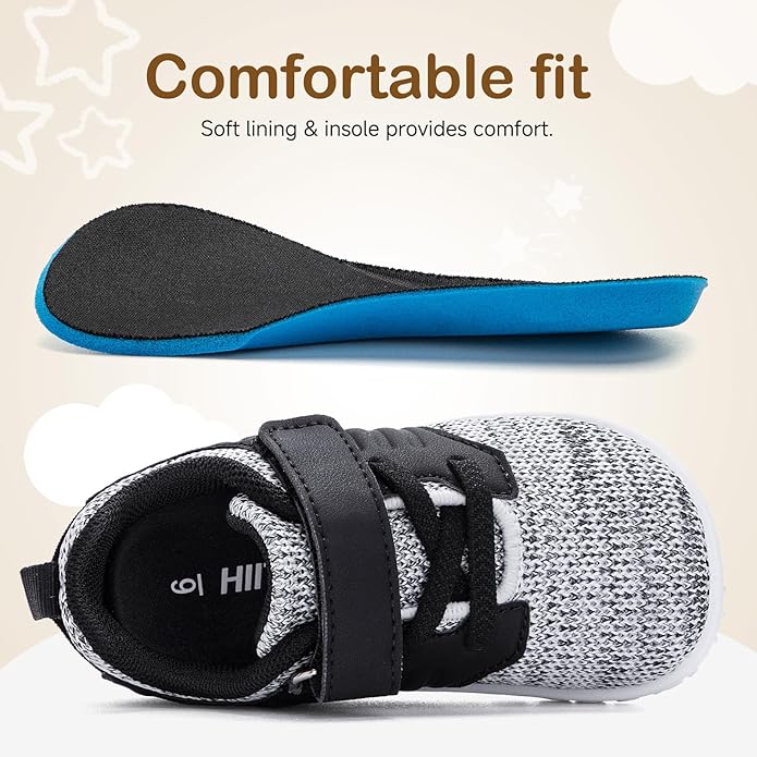 HIITAVE Toddler Sneakers Lightweight Boys Girls Barefoot Shoes for Walking Running Tennis Playing