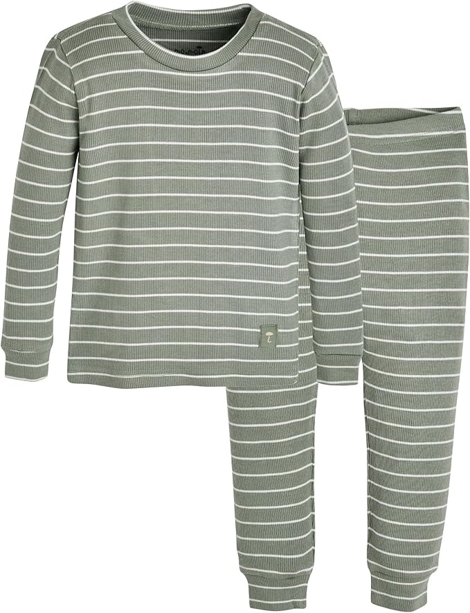 moimoln Stripe Pajamas Set 12M-8Y Ribbed Unisex Baby & Toddler, Soft Viscose, Snug-Fit, Everyday Sleepwear