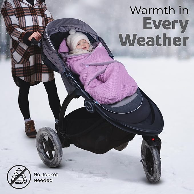Car Seat Blankets for Babies Winter - Stroller Footmuff Carseat Cover Baby 5 Point Harness - Swaddle Bunting Bag (Pink)