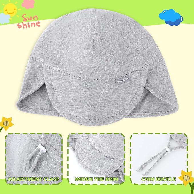 Duoyeree UPF 50+ Baby Sun Hat with Ear and Neck Protection - Toddler Beach Hat for Boys & Girls - Ideal for Summer Fun
