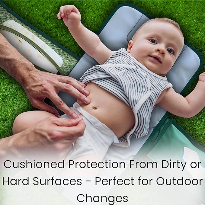 Portable Diaper Changing Pad - Compact Foldable Waterproof Travel Baby Changing Mat, Lightweight On-The-Go Diaper Clutch with Built-in Cushion & Wipe-Clean Surface