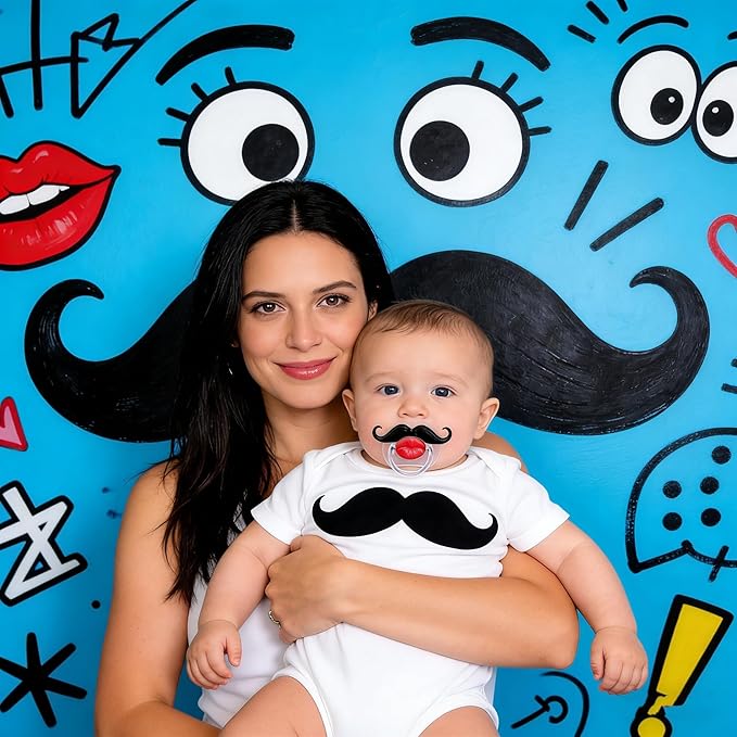 Baby Funny Pacifiers, 2Pcs Mustache Pacifiers for 0-18 Months Babies, Mustache Newborn Pcifiers, Infants Pcifiers for Baby Boys/Girls BPA Free