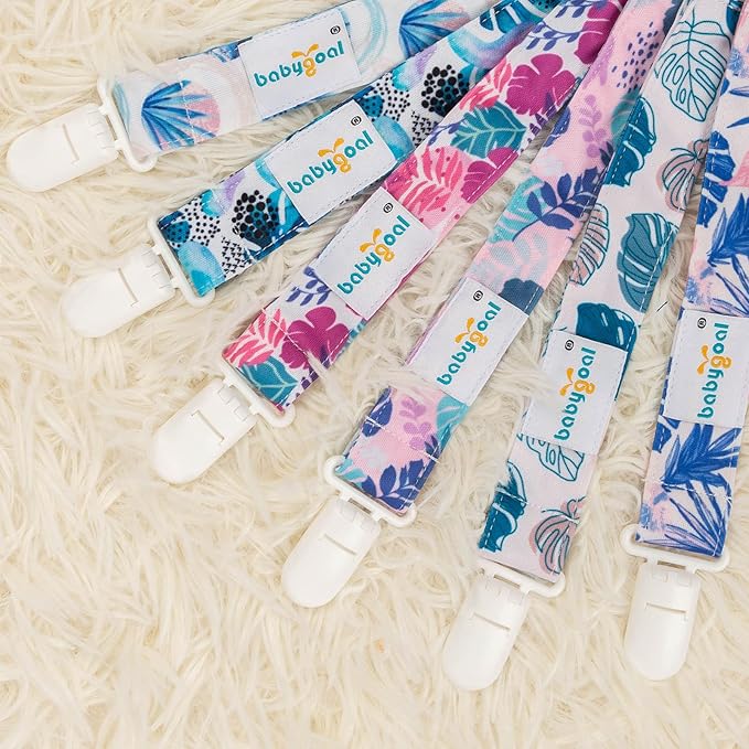 babygoal Hawaii Pacifier Clips, 6 Pack Binky Paci Holder Clips Leashes Fits for Most Pacifiers and Binkies 6PS25