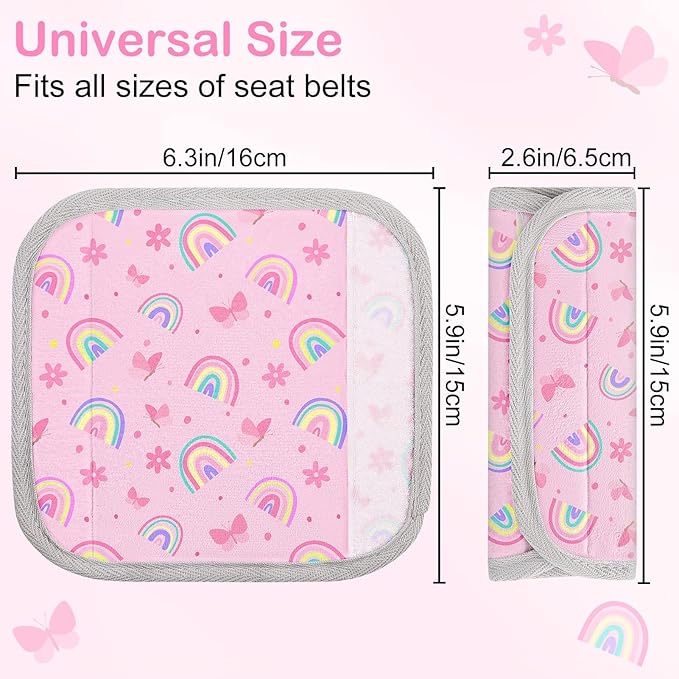 Seat Belt Cover Pad for Baby, Soft Seatbelt Cushion Covers for Kids 2Pcs Car Seat Strap Shoulder Pads for All Car Seats, Stroller, High Chair